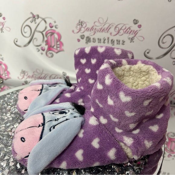 Disney slippers eeyore booties soft Sherpa fleece floppy ears adorable purple π - Picture 2 of 7